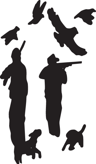 Men Shooting at Ducks Sticker