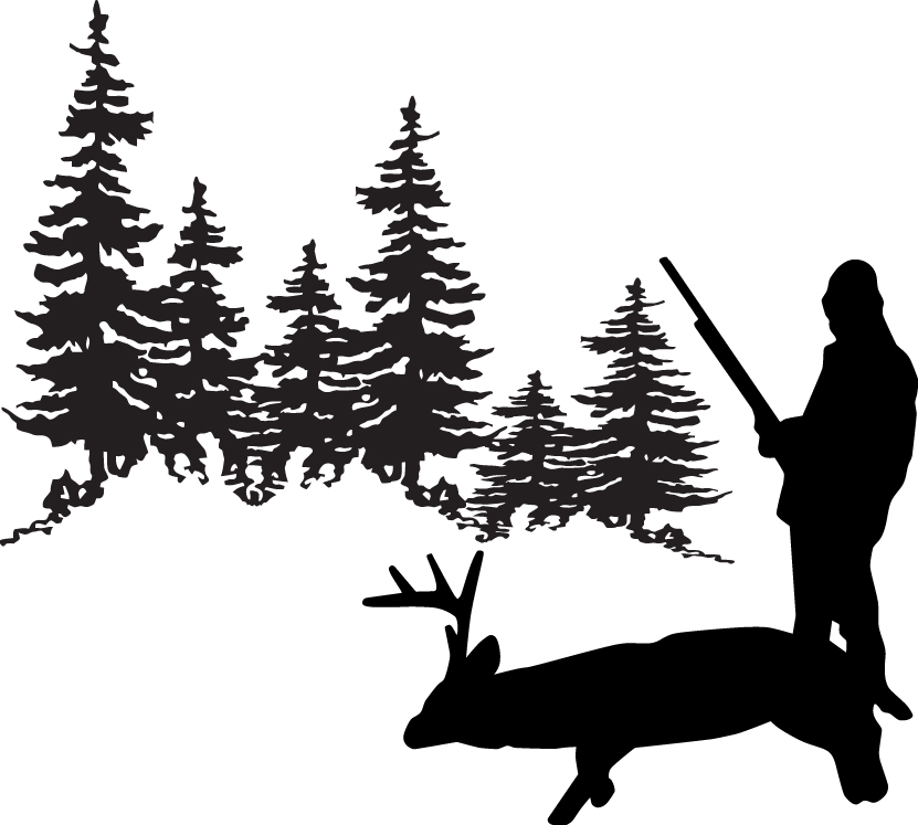 Man and Deer in Woods Sticker 4