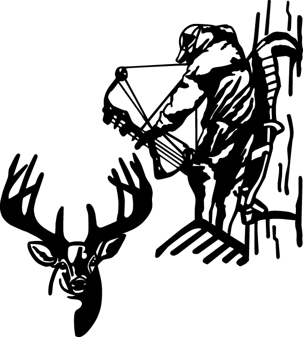 Bowhunter in Tree Stand with Buck Sticker 2