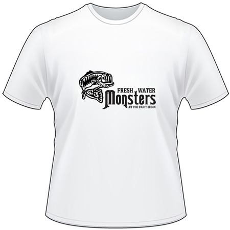 Fresh Water Monsters Let the Fight Begin Bass T-Shirt 2