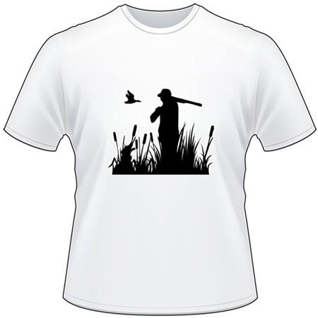 Man and Dog Watching Duck T-Shirt