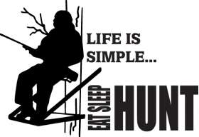 Life is Simple Eat Sleep Hunt Man in Tree Stand Sticker