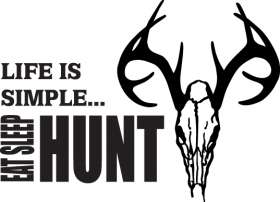 Life is Simple Eat Sleep Hunt Skull Sticker