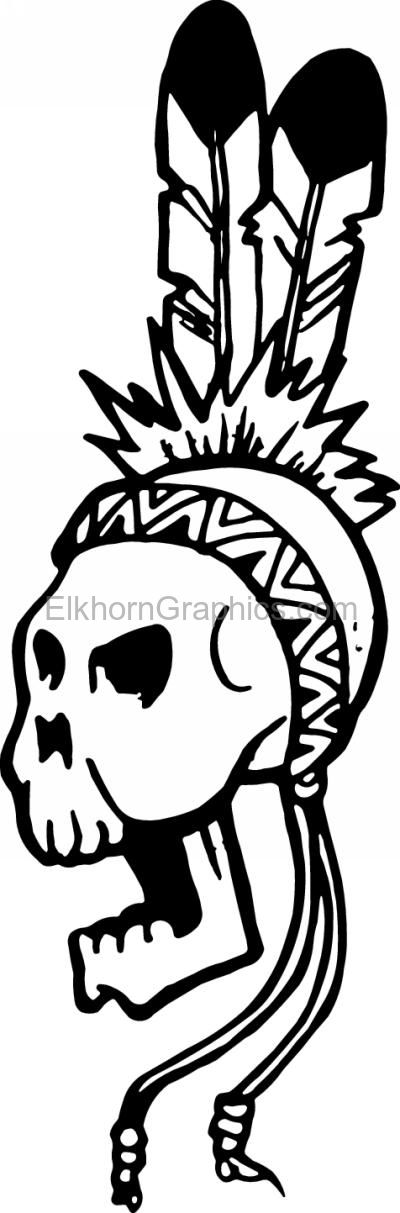 Native American Skull Sticker 20 - Native American Stickers | Elkhorn ...